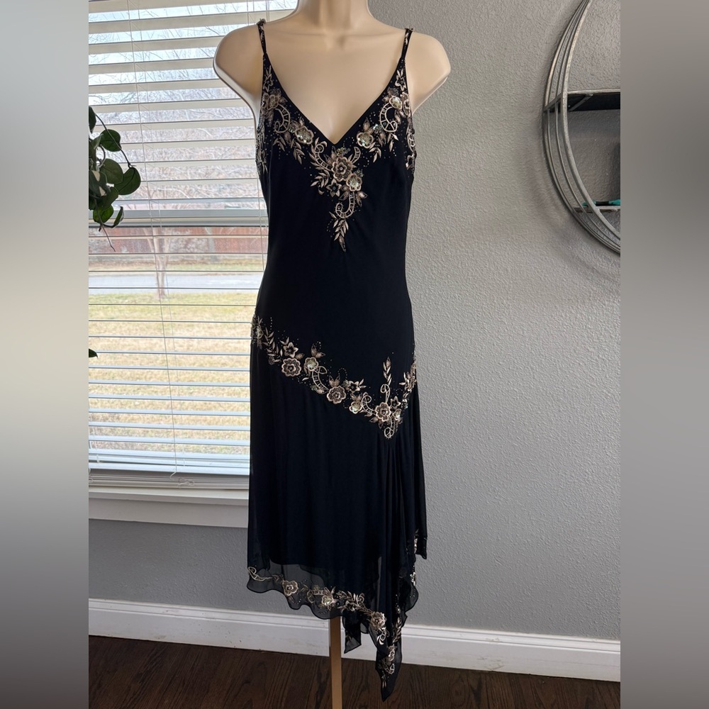 NWT Vintage Cache 90's Y2K Silk Beaded Gown Dress Size 6 - Picture 2 of 10